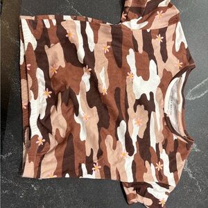 Women’s Lucky brand Camo Print T-Shirt - Brown and White